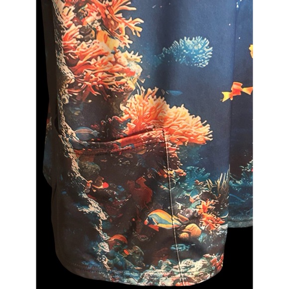 Aquarium Tropical Fish Sea Life Men's 2XL V Neck T-Shirt With Two Front Pockets - Picture 4 of 7
